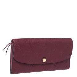 مملوكة مسبقًا محفظة لوي فيتون "ايميلي" جلد مطبوع مونوغرامي عنابي