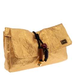 مملوكة مسبقًا Louis Vuitton Gold Monogram Coated Fabric Limited Edition Limelight African Queen Clutch 