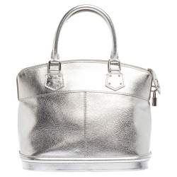 Pre Owned Louis Vuitton Metallic Silver Suhali Leather Lockit PM Bag
