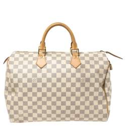 Pre Owned حق يبة لوي فيتون "سبيدي 35" كانفاس دامييه أزرق سماوي