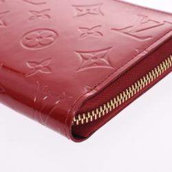 Pre Owned Louis Vuitton Red Monogram Vernis Zippy Wallet