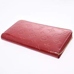 Pre Owned Louis Vuitton Red Monogram Vernis Zippy Wallet