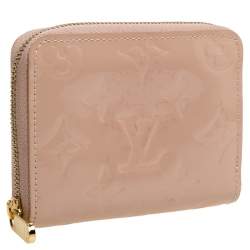 Pre Owned Louis Vuitton Rose Florentine Monogram Vernis Zippy Coin Purse