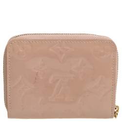 Pre Owned Louis Vuitton Rose Florentine Monogram Vernis Zippy Coin Purse