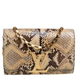 Louis Vuitton Tan Louise GM Leather Bag with Gold Chain Strap