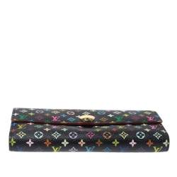 Pre Owned محفظة لوي فيتون سارا كانفاس مونوغرامي متعدد الألوان أسود
