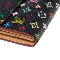 Pre Owned محفظة لوي فيتون سارا كانفاس مونوغرامي متعدد الألوان أسود