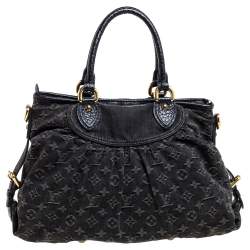 Pre Owned Louis Vuitton Black Monogram Denim Neo Cabby MM Bag