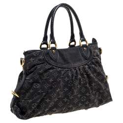 Pre Owned Louis Vuitton Black Monogram Denim Neo Cabby MM Bag