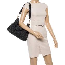 Pre Owned Louis Vuitton Black Monogram Denim Neo Cabby MM Bag