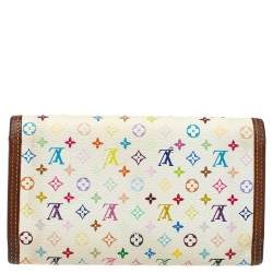 Pre Owned Louis Vuitton White Multicolor Monogram Canvas Porte Tresor International Wallet