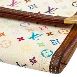 Pre Owned Louis Vuitton White Multicolor Monogram Canvas Porte Tresor International Wallet