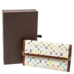 Pre Owned Louis Vuitton White Multicolor Monogram Canvas Porte Tresor International Wallet