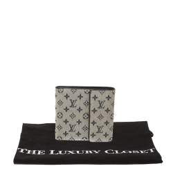 Pre Owned Louis Vuitton Blue Mini Lin Canvas Trifold Compact Wallet