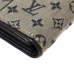 Pre Owned Louis Vuitton Blue Mini Lin Canvas Trifold Compact Wallet