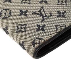 Pre Owned Louis Vuitton Blue Mini Lin Canvas Trifold Compact Wallet