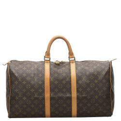 Pre Owned Louis Vuitton Brown Monogram Canvas  Keepall 50 Bag