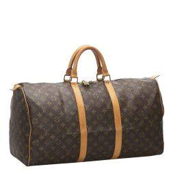 Pre Owned Louis Vuitton Brown Monogram Canvas  Keepall 50 Bag