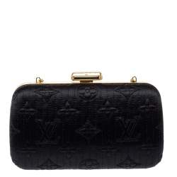 Pre Owned Louis Vuitton Black Monogram Satin Limited Edition Minaudiere Motard Clutch