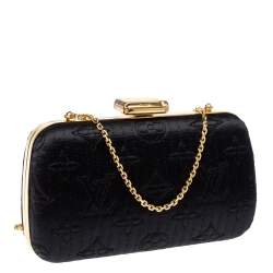 Pre Owned Louis Vuitton Black Monogram Satin Limited Edition Minaudiere Motard Clutch