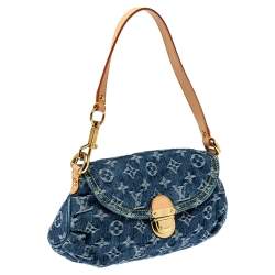 Pre Owned Louis Vuitton Blue Monogram Denim Mini Pleaty Bag
