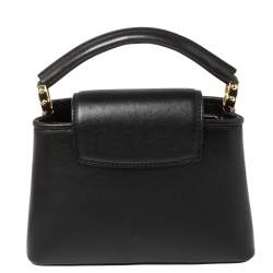 مملوكة مسبقًا Louis Vuitton Black Leather Crystal Embellished Capucines Mini Bag