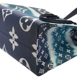 Pre Owned Louis Vuitton Bleu Monogram Coated Canvas Onthego GM Bag