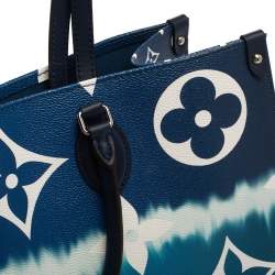 Pre Owned Louis Vuitton Bleu Monogram Coated Canvas Onthego GM Bag