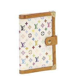 Pre Owned Louis Vuitton White/Multicolor Monogram Canvas Multicolore Agenda PM Wallet