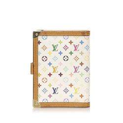 Pre Owned Louis Vuitton White/Multicolor Monogram Canvas Multicolore Agenda PM Wallet