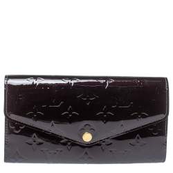 Pre Owned Louis Vuitton Amarante Monogram Vernis Sarah Wallet