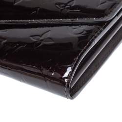 Pre Owned Louis Vuitton Amarante Monogram Vernis Sarah Wallet