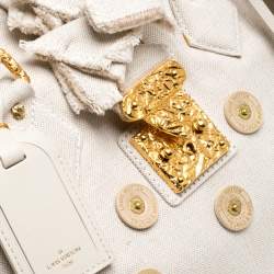 Pre Owned Louis Vuitton Light Beige Canvas Bowly Polka Dot Panama Bag