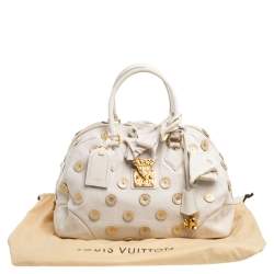 Pre Owned Louis Vuitton Light Beige Canvas Bowly Polka Dot Panama Bag