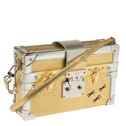 Pre Owned Louis Vuitton Metallic Gold/Silver Epi Leather Petite Malle Bag