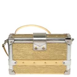 Pre Owned Louis Vuitton Metallic Gold/Silver Epi Leather Petite Malle Bag