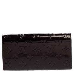 Pre Owned Louis Vuitton Amarante Monogram Vernis Sarah Wallet