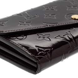 Pre Owned Louis Vuitton Amarante Monogram Vernis Sarah Wallet