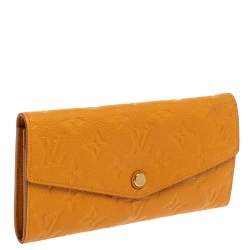 Pre Owned Louis Vuitton Yellow Monogram Empreinte Leather Curieuse Long Wallet