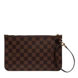 Louis Vuitton Damier Ebene Canvas Neverfull Pochette Clutch 