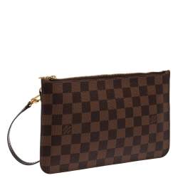 Louis Vuitton Damier Ebene Canvas Neverfull Pochette Clutch 