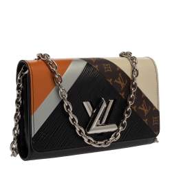 Louis Vuitton Block Color Monogram Epi Leather Twist Tape Chain Clutch
