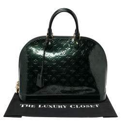 Pre Owned Louis Vuitton Bleu Nuit Monogram Vernis Alma GM Bag