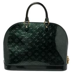 Pre Owned Louis Vuitton Bleu Nuit Monogram Vernis Alma GM Bag