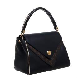 مملوكة مسبقًا Louis Vuitton Black Leather and Monogram Canvas Double V Bag