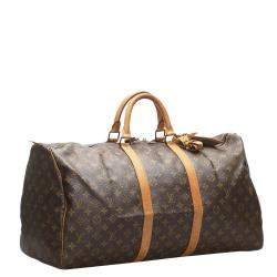 Pre Owned Louis Vuitton Brown Monogram Canvas Keepall 55 Bag