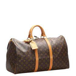 Pre Owned Louis Vuitton Brown Monogram Canvas Keepall 50 Bag