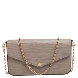Louis Vuitton Epi Pochette Felicie Galet Shoulder Bag Tan Gray One Size