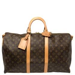 Pre Owned Louis Vuitton Monogram Canvas Keepall Bandouliere 50 Bag