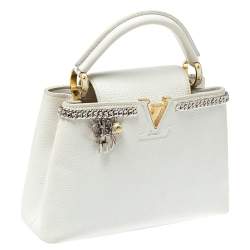 Pre Owned Louis Vuitton Snow White Taurillon Leather Capucines BB Bag